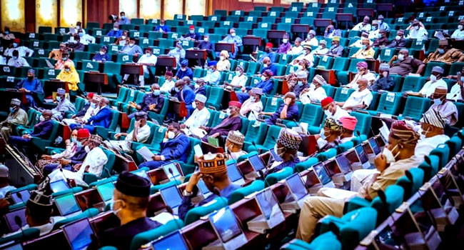 Members of the House of Representatives attend a plenary at the lower chamber of the National Assembly in Abuja on November 24, 2020.